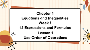 Chapter 1: Equations and Inequalities - Expressions and Formulas