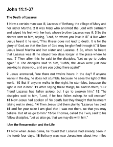 John 11:1-37 - The Death of Lazarus