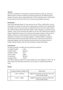 Precipitation Reactions Lab Report: Chemistry Experiment