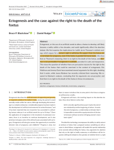 Ectogenesis and the Right to Foetal Death: A Bioethics Analysis