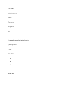 Complete Sentence Outline for Speeches Template