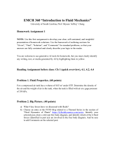 EMCH 360 Fluid Mechanics Homework 1: Air Tank & Fluid Forces