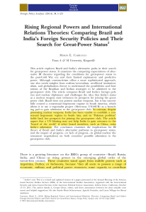 Brazil vs India: Great-Power Status in IR Theories