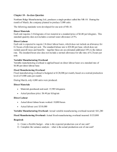 Chapter 10 In-class Question: Flexible Budget & Variance Analysis