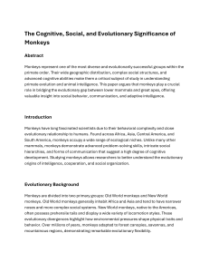 Cognitive, Social, and Evolutionary Significance of Monkeys