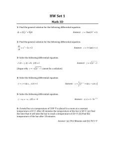 Math 3D HW Set 1: Differential Equations Problems