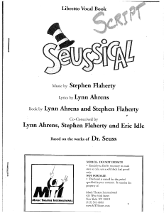 Seussical Libretto Vocal Book - Stephen Flaherty & Lynn Ahrens