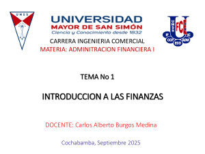 Introducci&oacute;n a las Finanzas - Administraci&oacute;n Financiera I