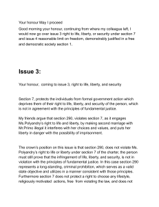 Legal Argument on Canadian Charter Sections 7 & 1: Bigamy Case