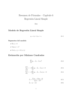 Resumen de F&oacute;rmulas - Regresi&oacute;n Lineal Simple