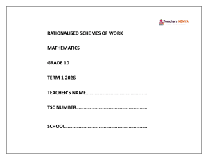 Grade 10 Mathematics Term 1 2026 Scheme of Work
