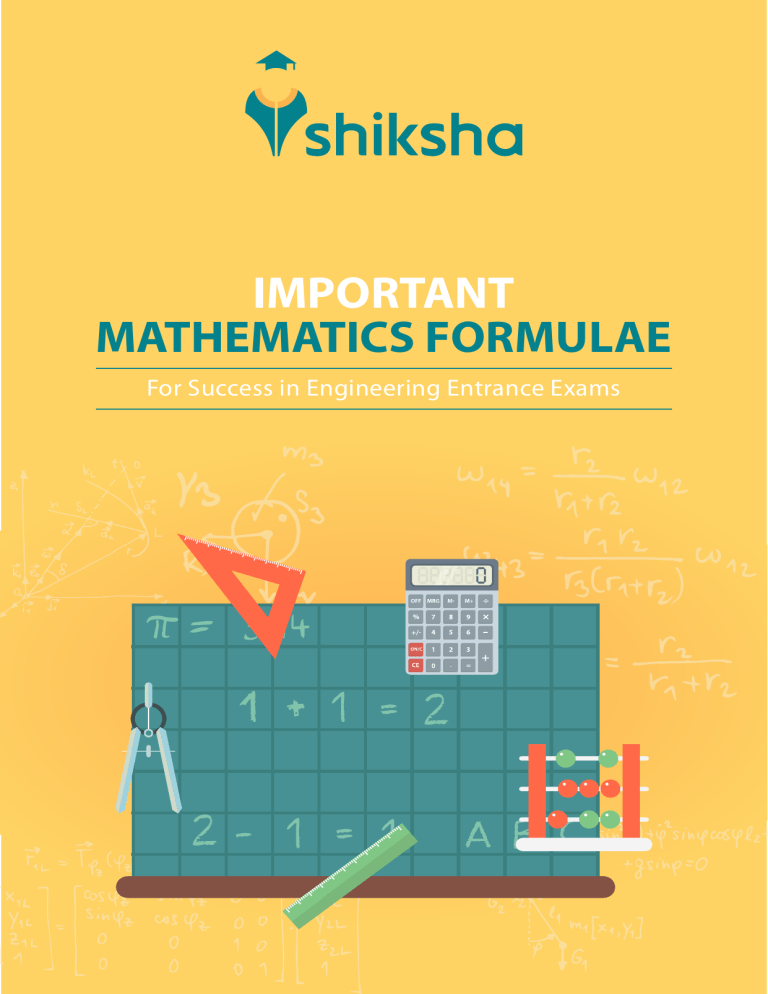 Important Mathematics Formulae for Engineering Entrance Exams