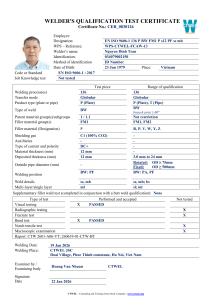 Welder Qualification Test Certificate