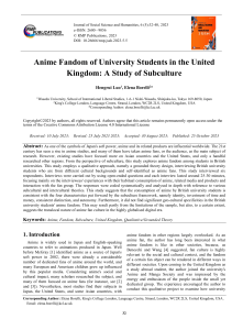 Anime Fandom of UK University Students: A Subculture Study