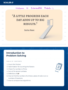 Intermediate Problem Solving Module: Algorithms & Data Structures