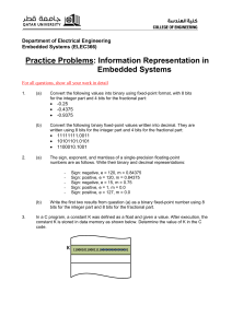 Embedded Systems Practice Problems: Information Representation