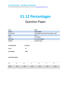 IGCSE Maths Percentages Question Paper