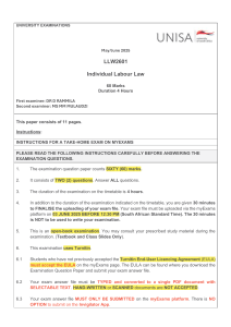 UNISA LLW2601 Individual Labour Law Exam Paper May/June 2025