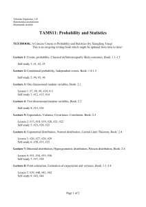 TAMS11: Probability and Statistics Course Syllabus