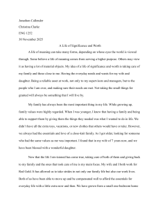 A Life of Significance and Worth: Personal Essay on Family and Purpose