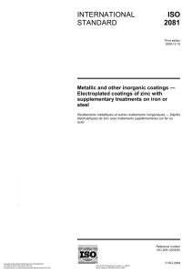 ISO 2081:2008 - Electroplated Zinc Coatings on Iron/Steel