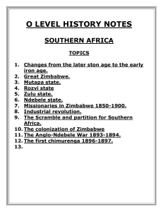 O Level History Notes: Southern Africa Topics