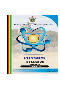 Zimbabwe Physics Syllabus Forms 3-4 2024-2030