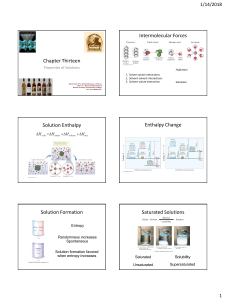Chapter 13: Properties of Solutions - Chemistry Presentation
