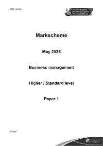 IB Business Management Paper 1 Markscheme May 2025