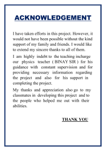 School Project Acknowledgements & Certificates (Class 10-12)