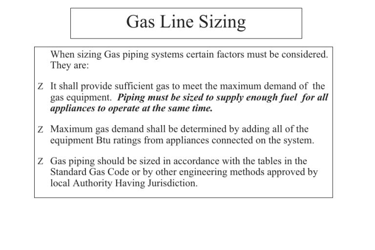 Gas Line Sizing Guide