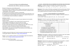 Livret de r&eacute;vision de math&eacute;matiques pour la seconde au lyc&eacute;e Marmontel