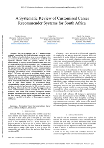 Systematic Review of Customised Career Recommender Systems for South Africa
