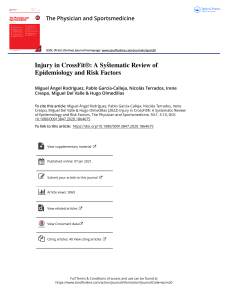 Injury in CrossFit: Systematic Review of Epidemiology & Risk Factors