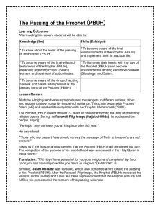 The Passing of the Prophet (PBUH) Lesson Plan