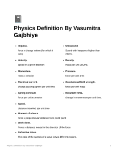 Physics Definitions by Vasumitra Gajbhiye