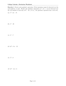 College Calculus 1 Recitation Worksheet