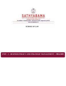 Business Policy and Strategic Management Unit I Course Material