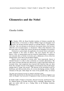 Cliometrics and the Nobel: Economic History & Nobel Prize Winners