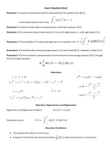 Quantum Mechanics Exam 3 Equation Sheet