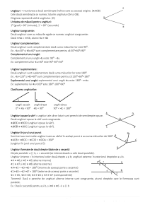 Definiții și Proprietăți ale Unghiurilor &icirc;n Geometrie
