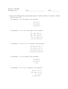 Math 354 Participation #1: Linear Programming Models