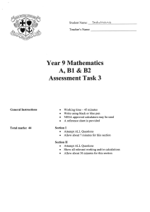 Year 9 Mathematics Assessment Task 3
