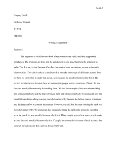 Philosophy Writing Assignment: Free Will & Determinism
