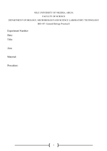 BIO 107 General Biology Practical I: Fermentation Workbook