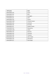 GST Numbers by Indian State - BSE Internal Document