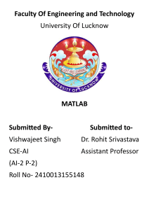 MATLAB Assignment - University of Lucknow