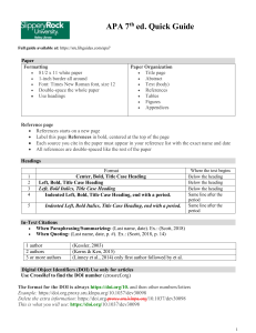 APA 7th Edition Quick Guide Formatting Rules