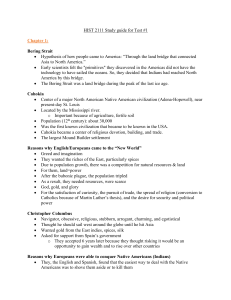 HIST 2111 Study Guide: American History Test #1