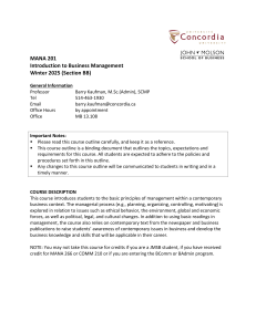 MANA 201 Introduction to Business Management Syllabus